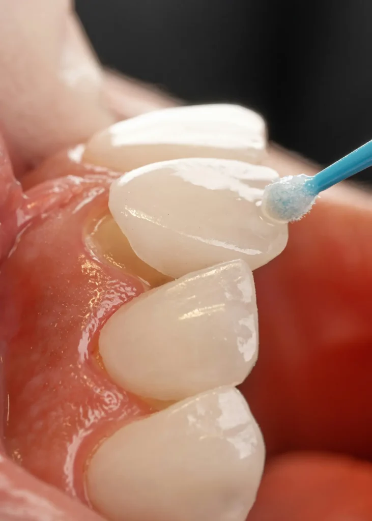an image of veneers on teeth up close